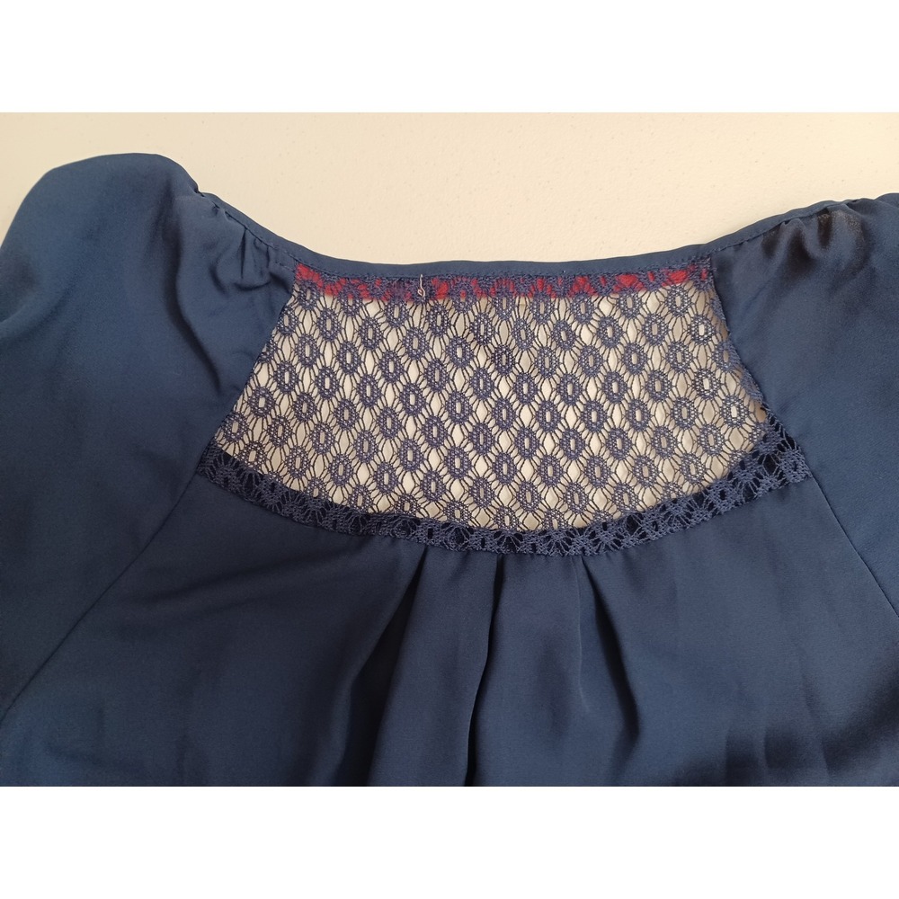 Women's Rewind Blue Sheer w/ Lace South Western Herringbone Hippie/Boho Size XL‎ - Picture 9 of 11